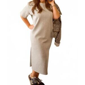 NEW BEFORE YOU COLLECTION butter modal midi shirt dress in heather grey
